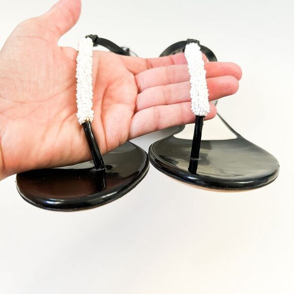 Chanel CC Sandals Tweed Patent Leather T Strap Flats Size Eu 39 - Picture 13 of 15